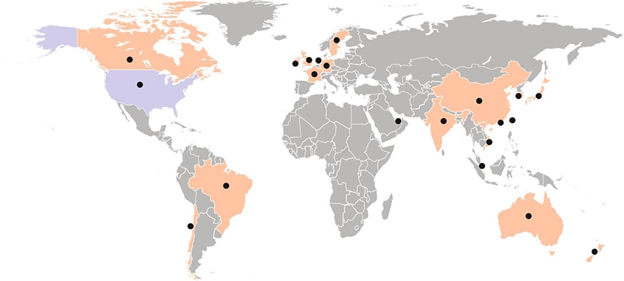 WF around the world - Global footprint across 22 countries outside the U.S.